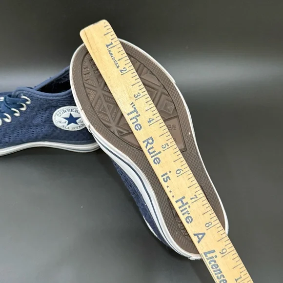 CONVERSE Chuck Taylor All Star Lux Blue Crochet Hidden Wedge Platform Sneakers 5 - Picture 8 of 16